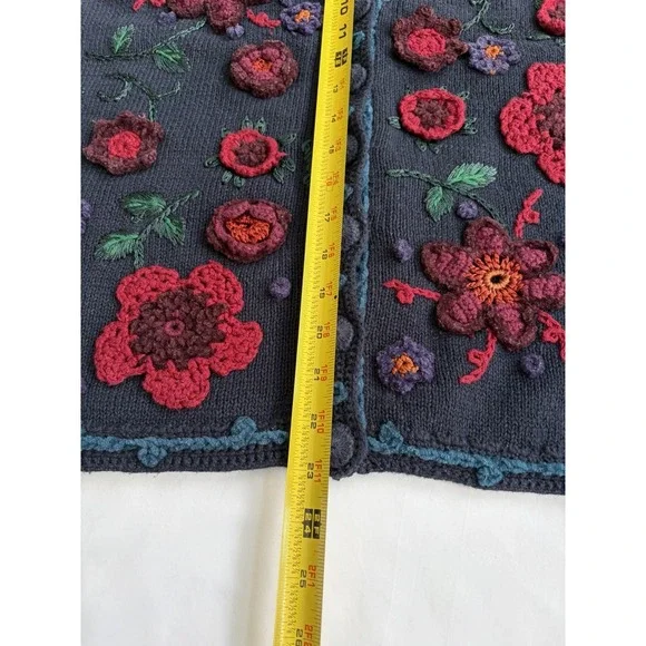 Vintage Erika Ramie Cotton Blend Crochet Floral Button Front Vest Cottagecore - Picture 4 of 6